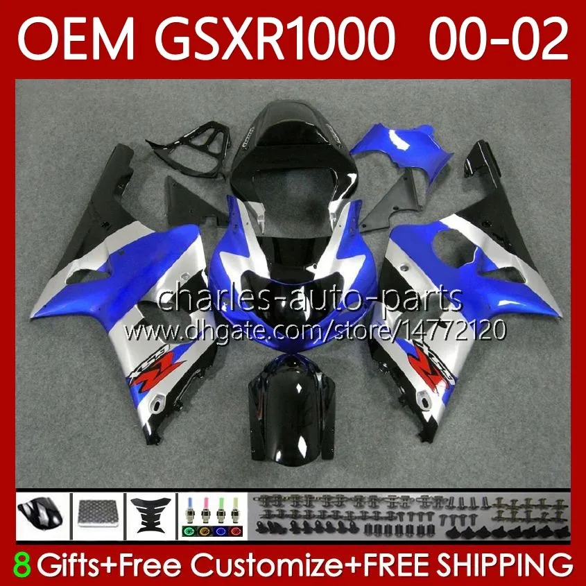 Suzuki GSXR-1000 GSX R1000 GSXR 1000 CC 01-02 Bodywork 62no.3 1000CC GSXR1000 K2 00 01 02 GSX-R1000 2001 2002 2002 OEM 페어링 키트