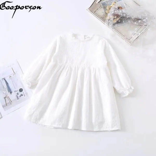 Fashion Little Girls Dress Lace Flower Embroidery Fall Long Sleeve Princess Dress Cute Korean Vestidos Toddler Girl Outfits Q0716