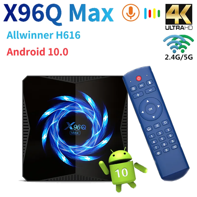 x96q 최대 TVBox 6K 4K 안드로이드 10 스마트 TV 박스 Allwinner H616 미디어 플레이어 2.4G / 5G WiFi BT5.0 Google Play 셋톱 박스 4GB 64GB