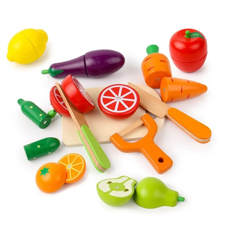 Children's Magnetic Magnetic Cut Frutas e Vegetais Brinquedo Simulação Jogo de Cozinha Jogo de Casa Educação Troys para meninos e menina 210312