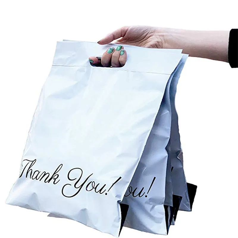 100 шт. / Лот оранжевые помещенные сумки Express Courier Bag Seal-Seal Клей толщиной водонепроницаемый пластиковый полиэгический конверт почтовые пакеты