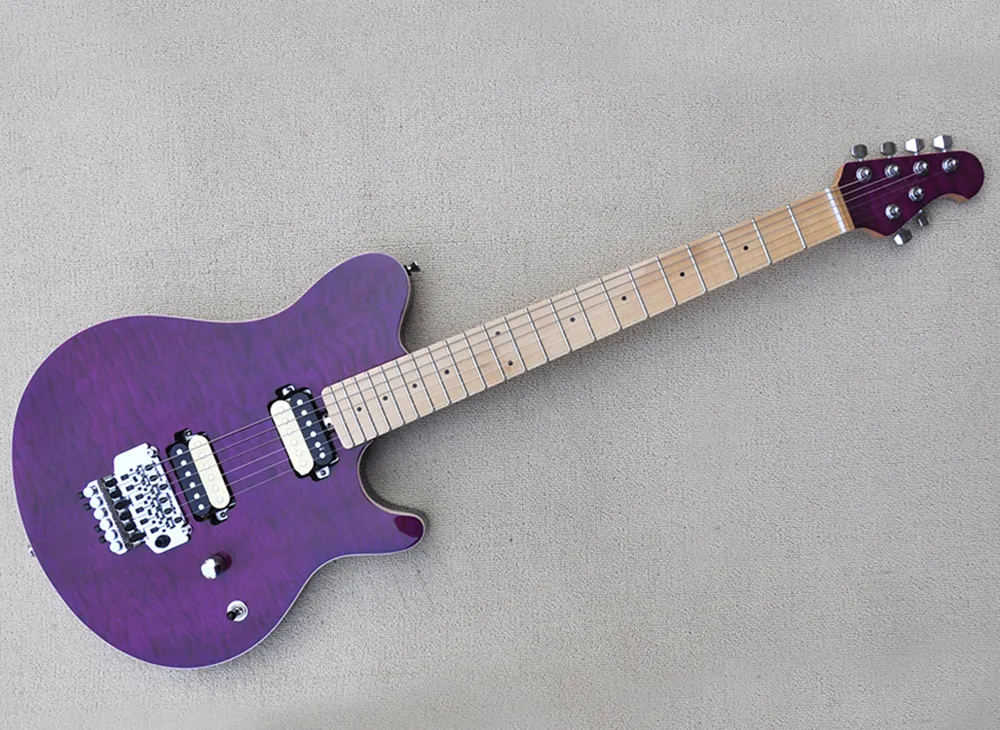 6 strängar lila elektrisk gitarr med Floyd Rose, Quilted Maple Faner, Maple Fretboard, Customizable