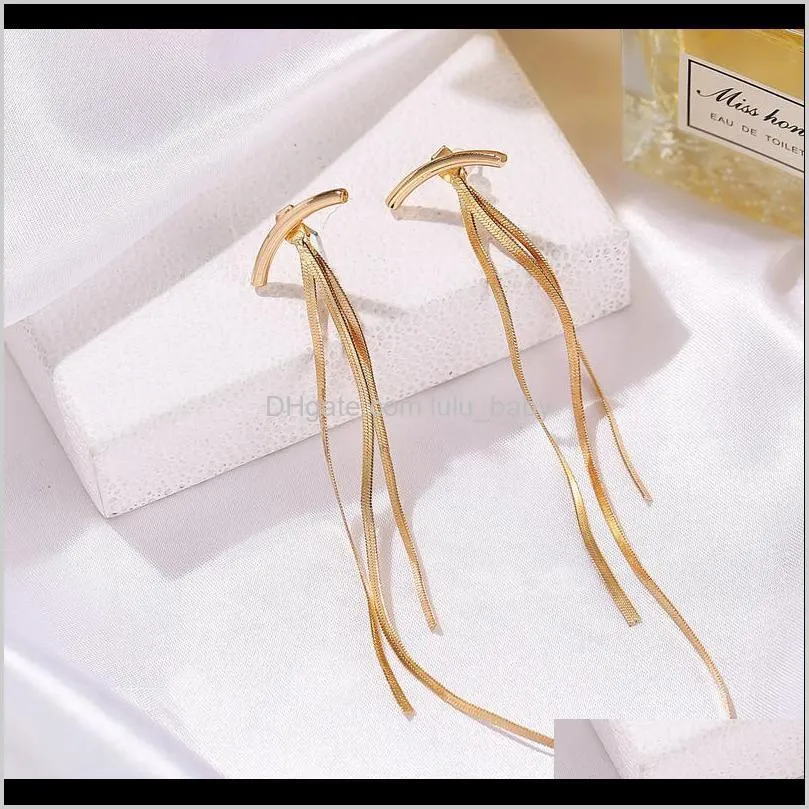 2020 New Arrival Long Tassel Stud Earrings for Women Girl Unique Design Creative Snake Bone Metal Gold Earrings female Jewelry