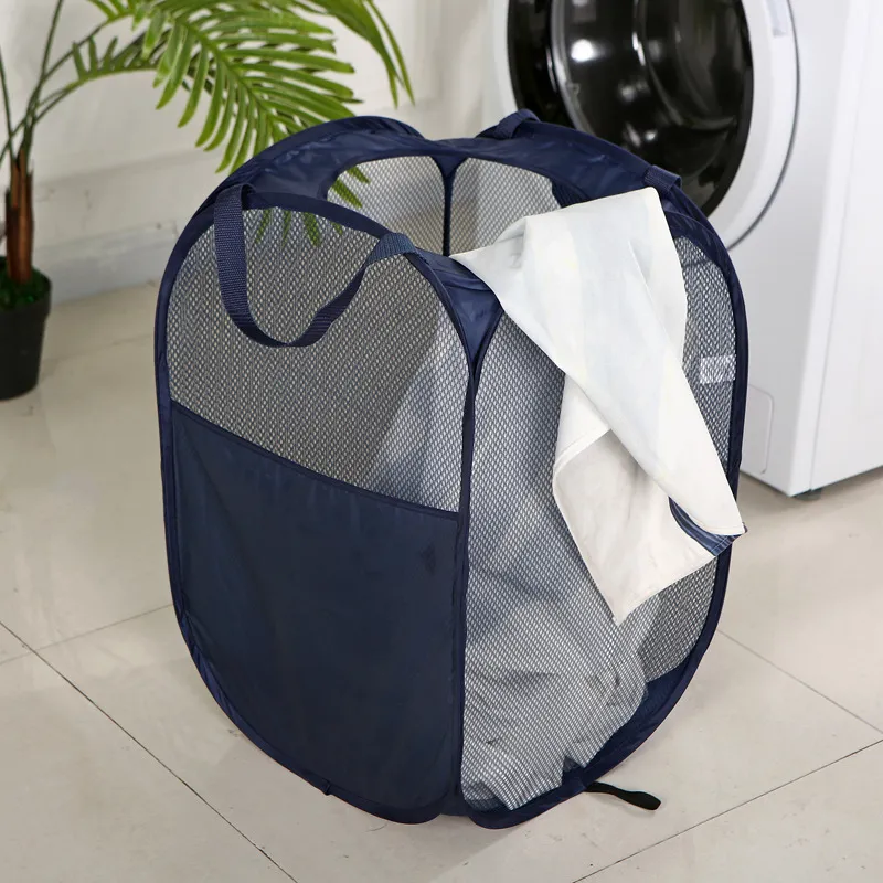 2 Paniers à Linge Pliables Pop-Up - Noir - Rangement Salle De Bain - Portable Et Léger