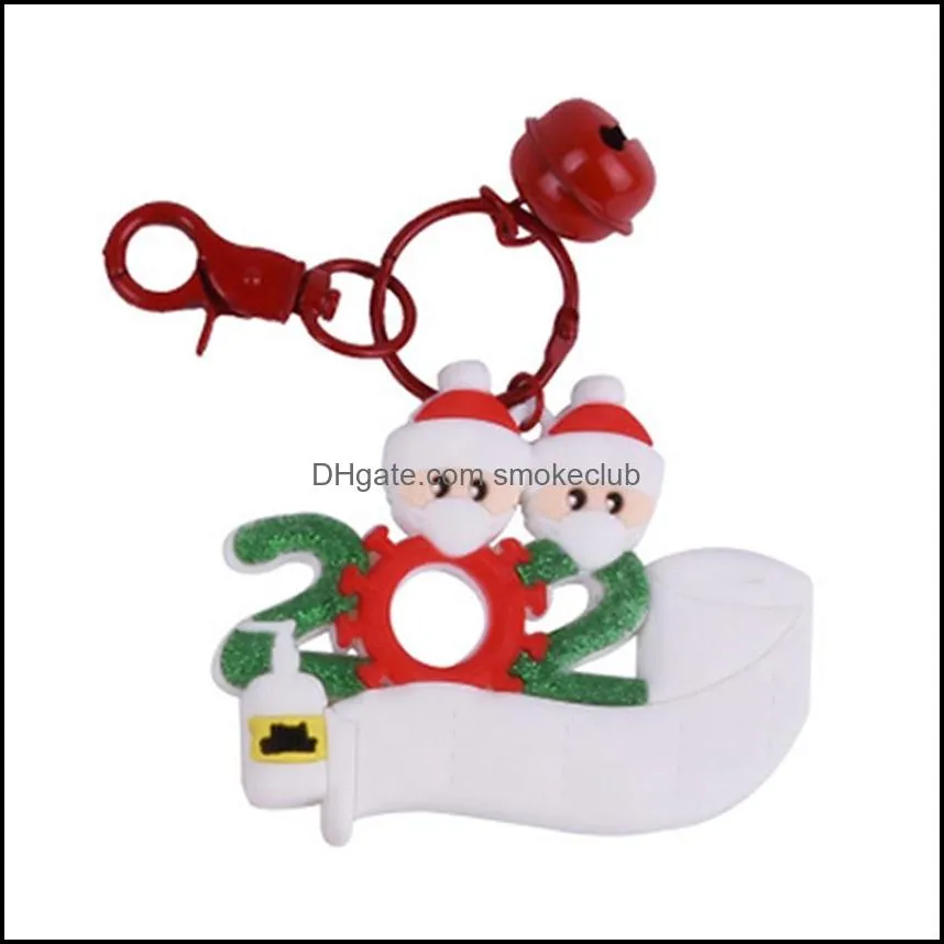 Quarantine Christmas Ornaments with Keychain 2020 DIY Name Blessings Snowman Family Christmas Tree Ornaments Decoration IIA667