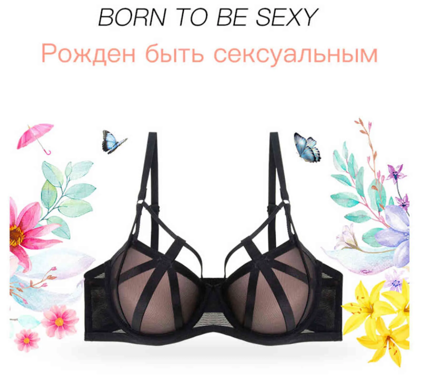 Hot Sexy Black Push Up Bra And Thong Set