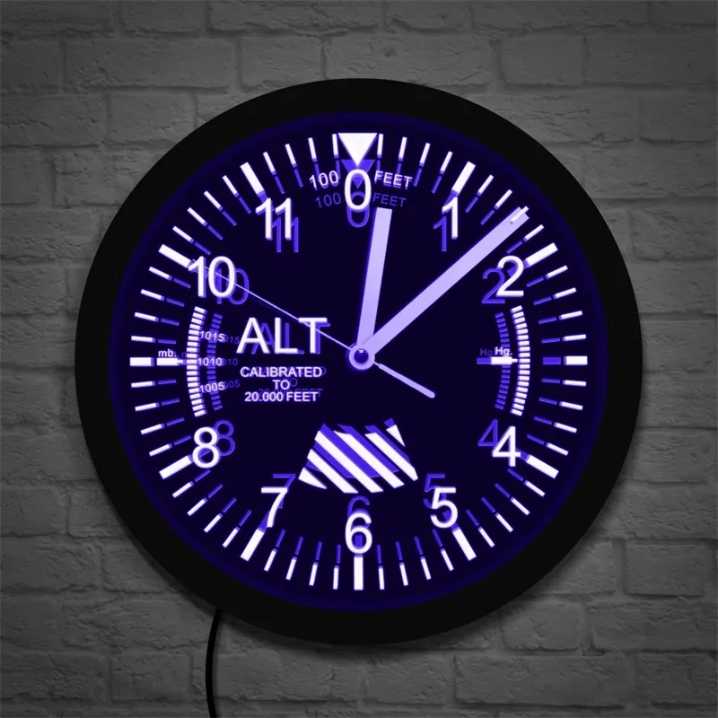 Altimetro Neon Sign LED Orologio Da Parete Misuratore Di