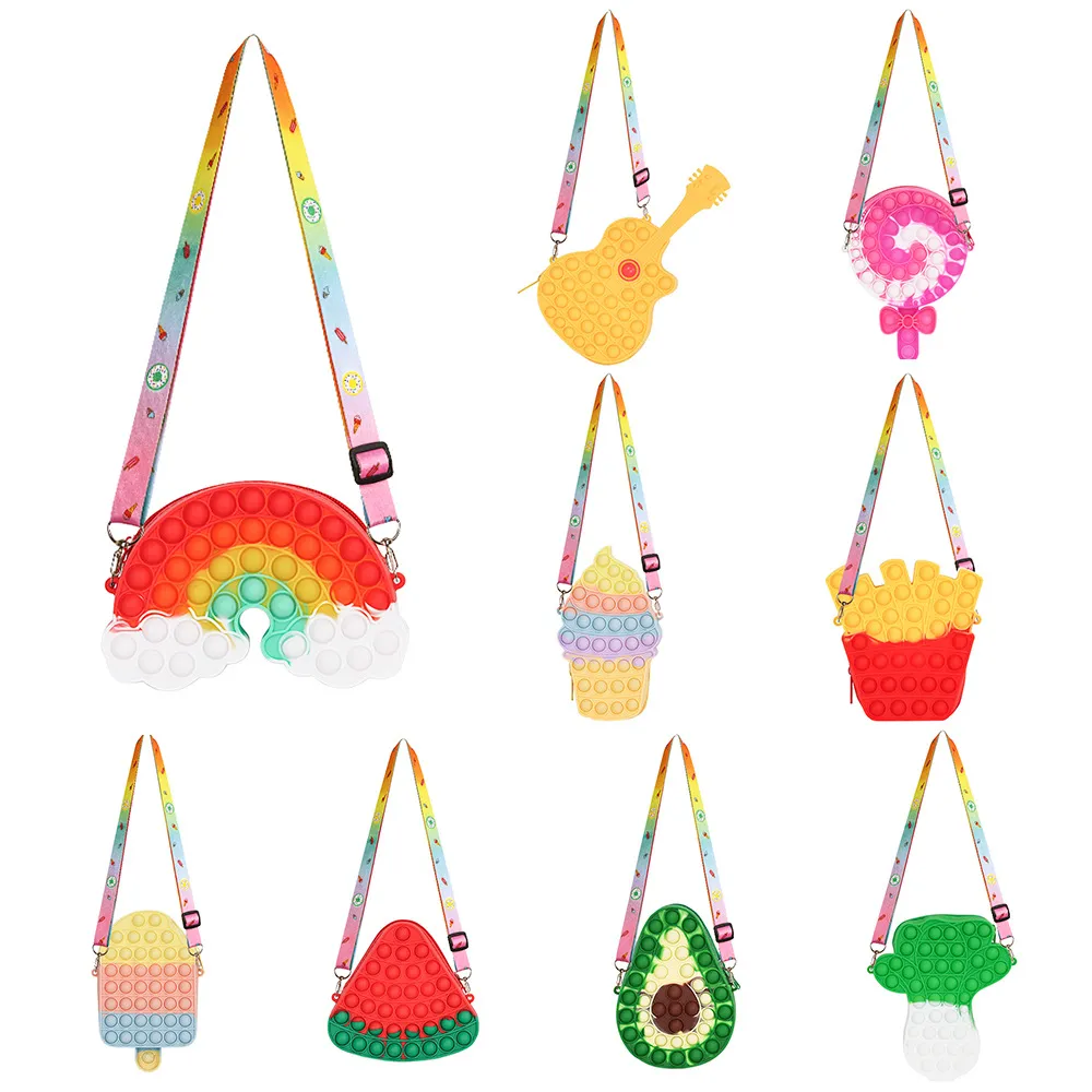 Bubble Toy Bag Decompression Toy Silica Ice Cream Cloud Rainbow Style Hot Push Bubbles Crossbody High Quality