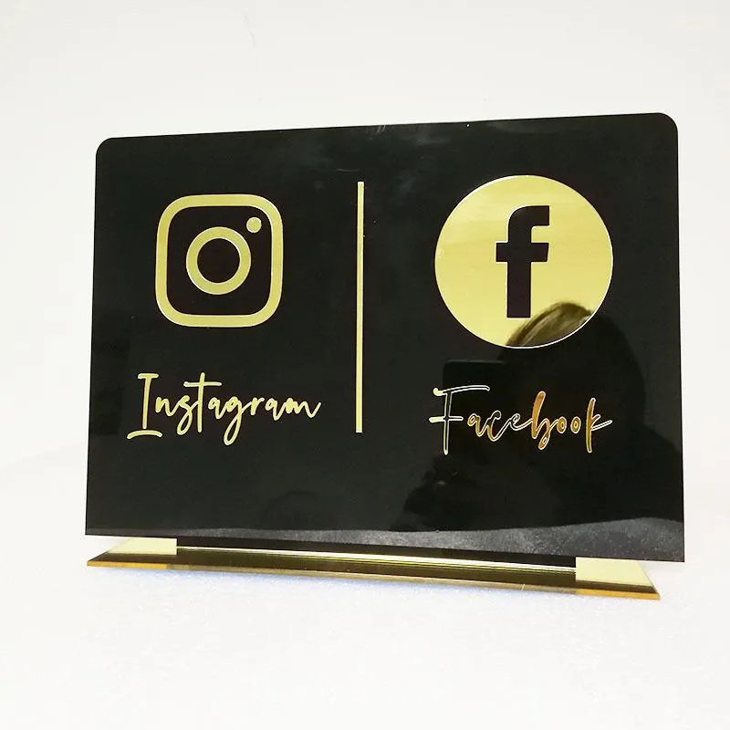 Party Decoration Custom Instagram Table Sign Personalized Mirror Gold Acrylic Laser Cut