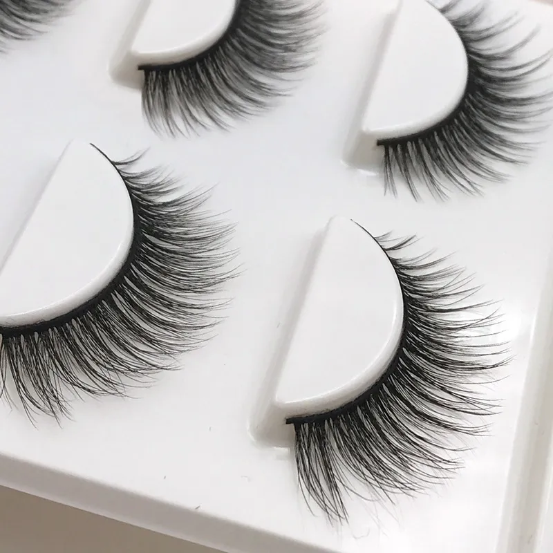 3 paires de styles 3D Faux vison cheveux doux Faux cils moelleux vaporeux cils épais à la main cils outils de maquillage des yeux