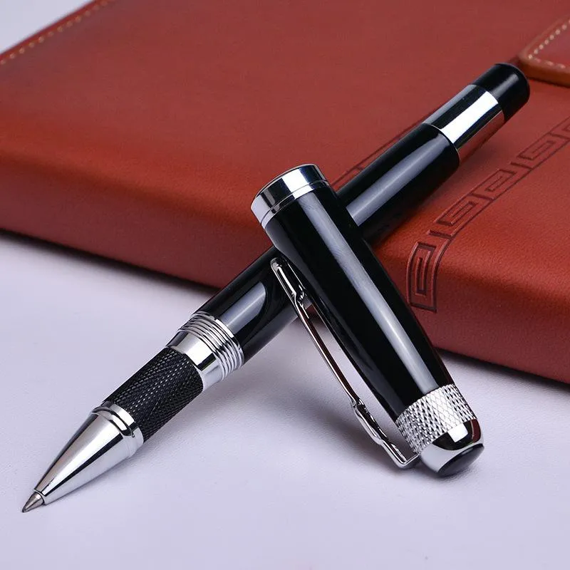 Bolígrafos Silver Black Monte Roller Ball Pen con recarga Escuela Oficina Suministros de alta calidad para un amigo Regalo de negocios