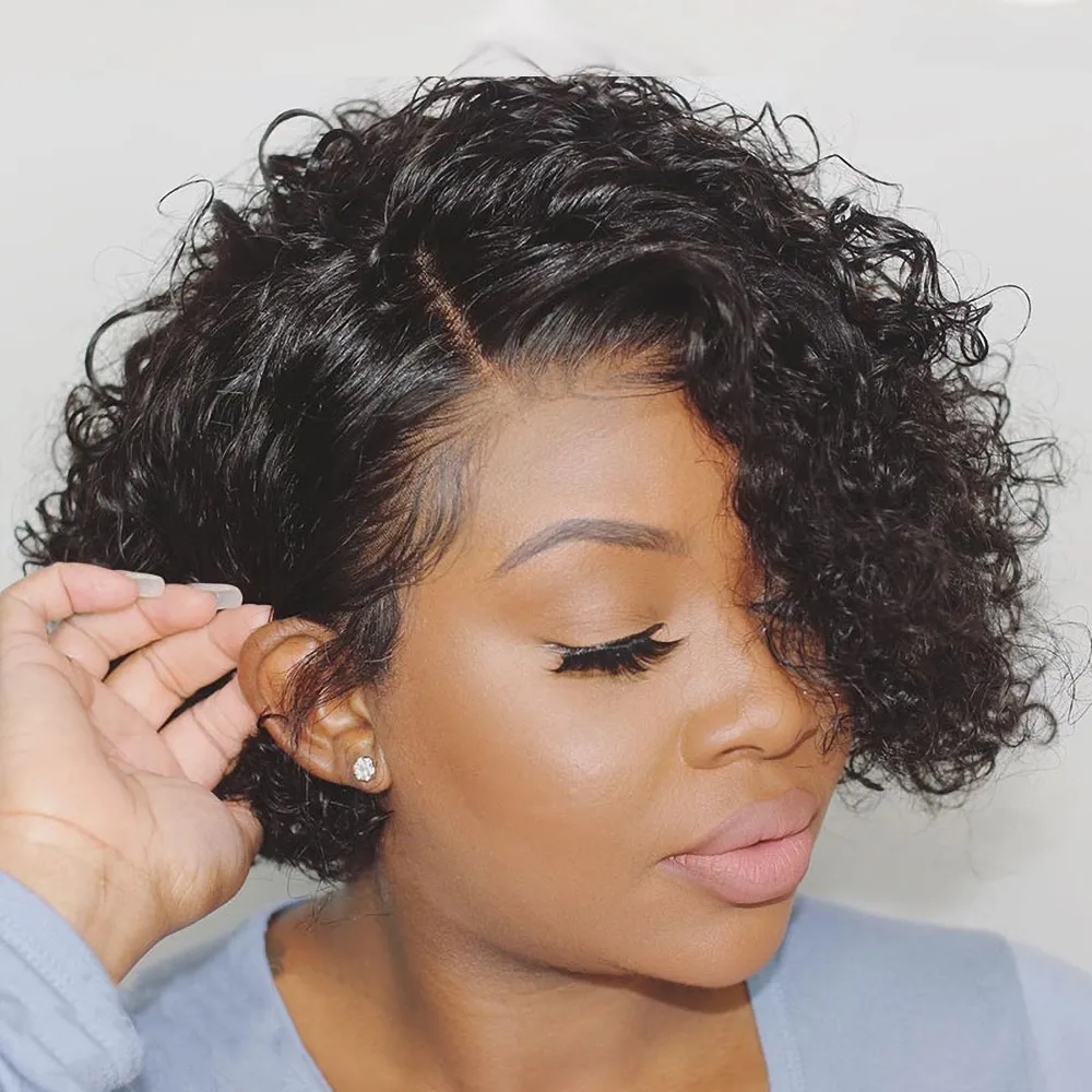 Pixie Cut 100% cheveux humains péruviens courts Lace Front Bob perruques à Zurich pour les femmes noires