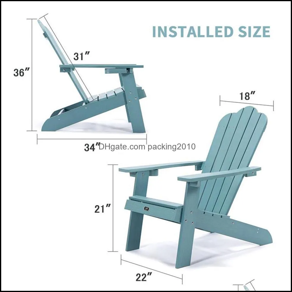 Chair Backyard Benches Painted Seating with Cup Holder All-Weather and Fade-Resistant Plastic Wood for Lawn Outdoor Patio Deck Garden Porch Lawn Furniture