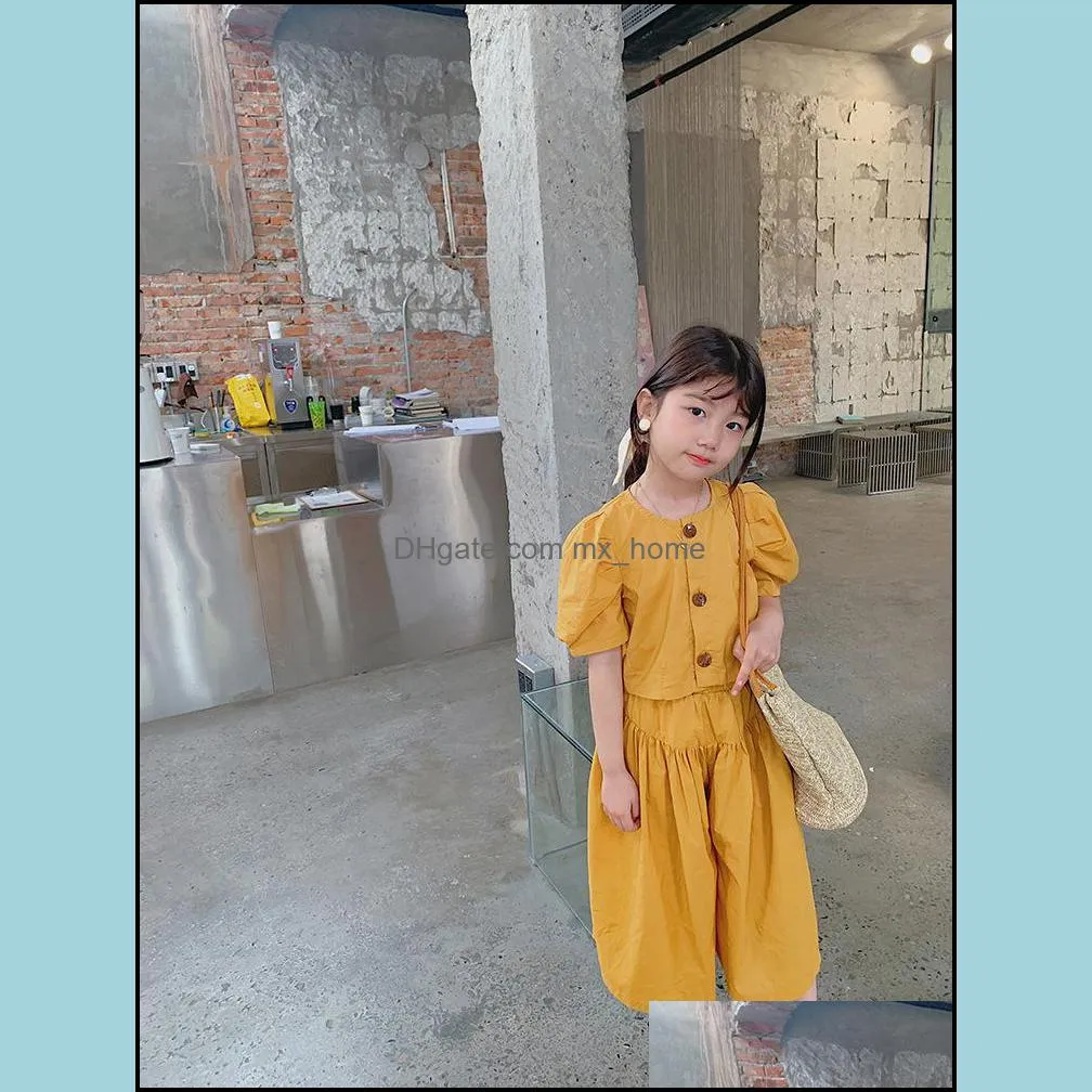 kids Clothing Sets girls outfits children lantern Sleeve shirt Tops+Wide leg pants 2pcs/set summer fashion Boutique baby Clothes Z2999