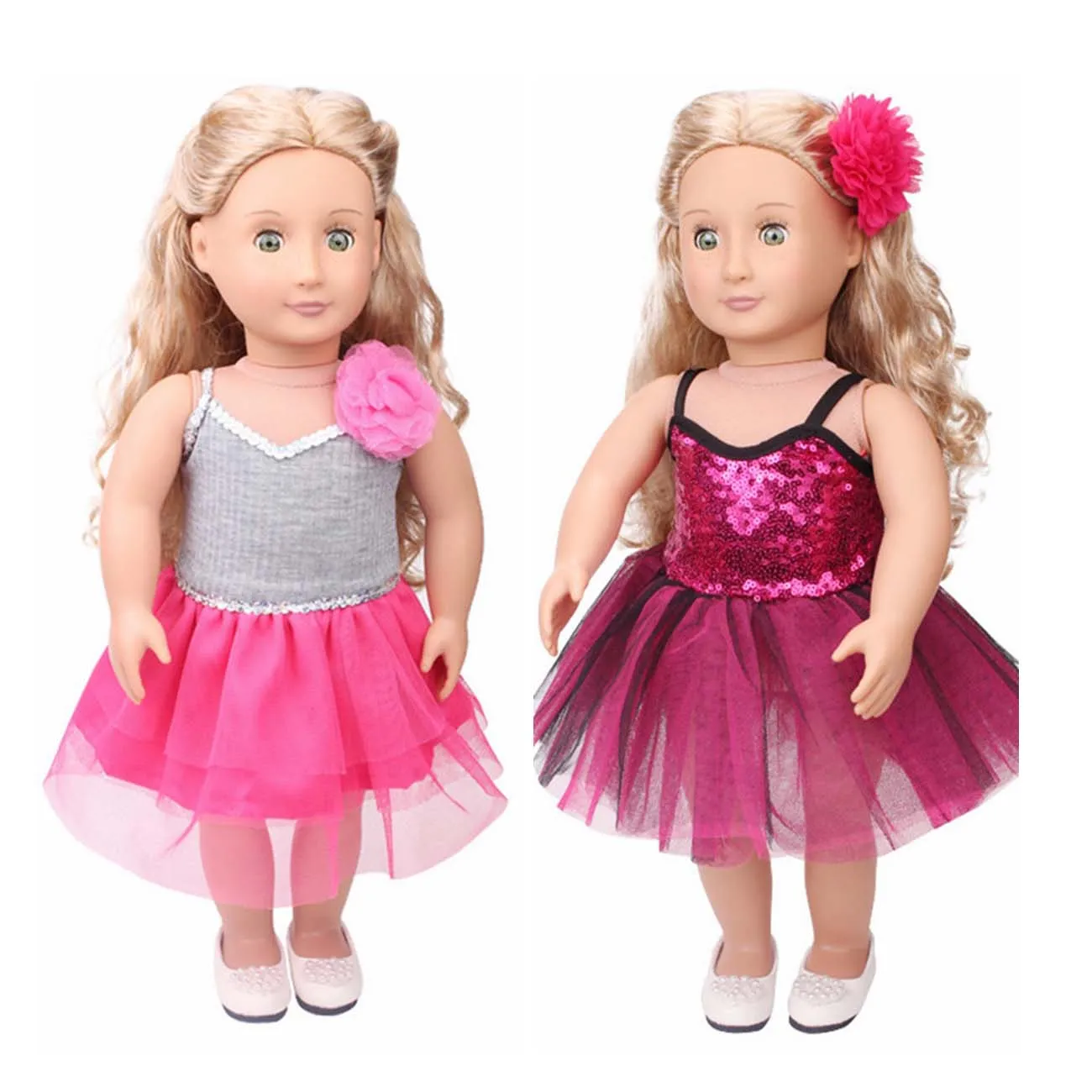 18 inch Doll Skirt One piece Dress Dance Ballet Party Cloth with Flower for American Girl Doll