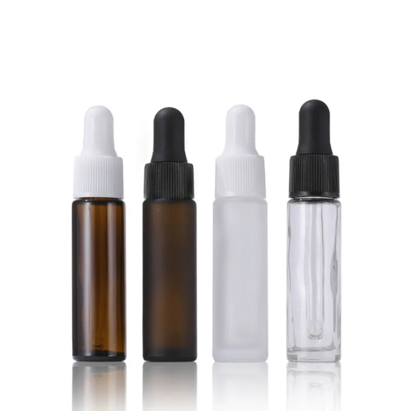 Amber Clear Frosted Glass Dropper Bottles 10ml with Pipette Dropper For Essential Oils