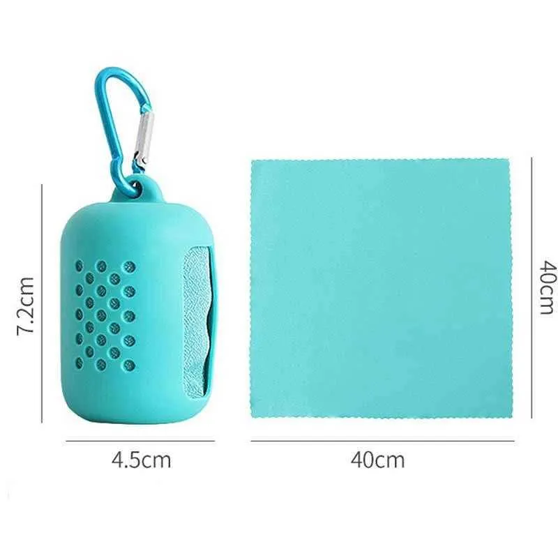 Quick Drying Cooling Microfiber Towel Instant Cooling Relief Sports Portable Gym Yoga Pilates Running Silicone Bag Travel Towel VT1486