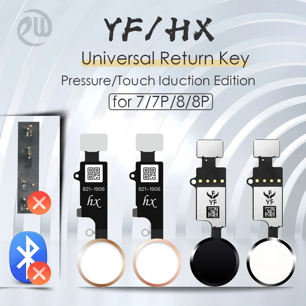 YF JC HX 범용 홈 버튼 플렉스 케이블 for iPhone 7 8 Plus 메뉴 키패드 Return On Off Fuction Solution