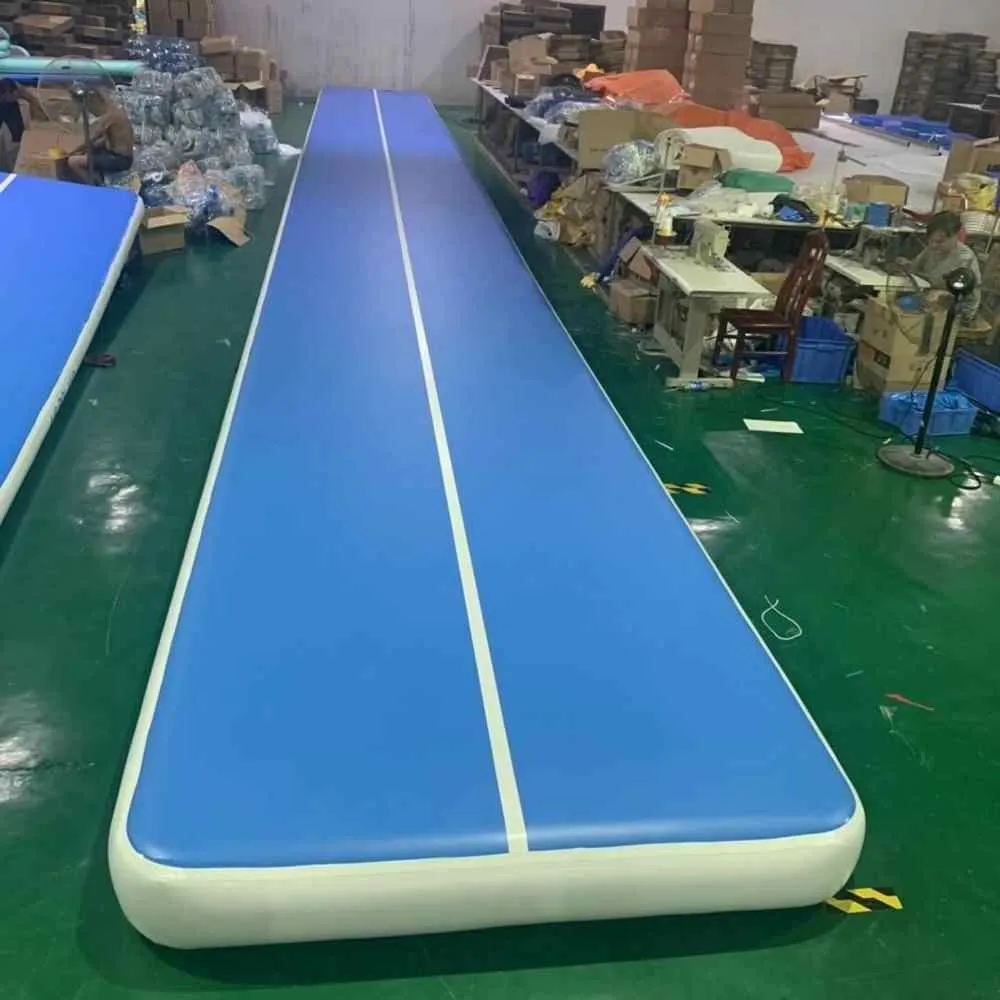 Piste d'air de grande taille 10m * 1m * 0.2m Bleu Gonflable Gymnastique Airtrack Plancher Tumbling Air Track Enfants Adulte W / Une Pompe Pour Usage Domestique / Parc / Eau