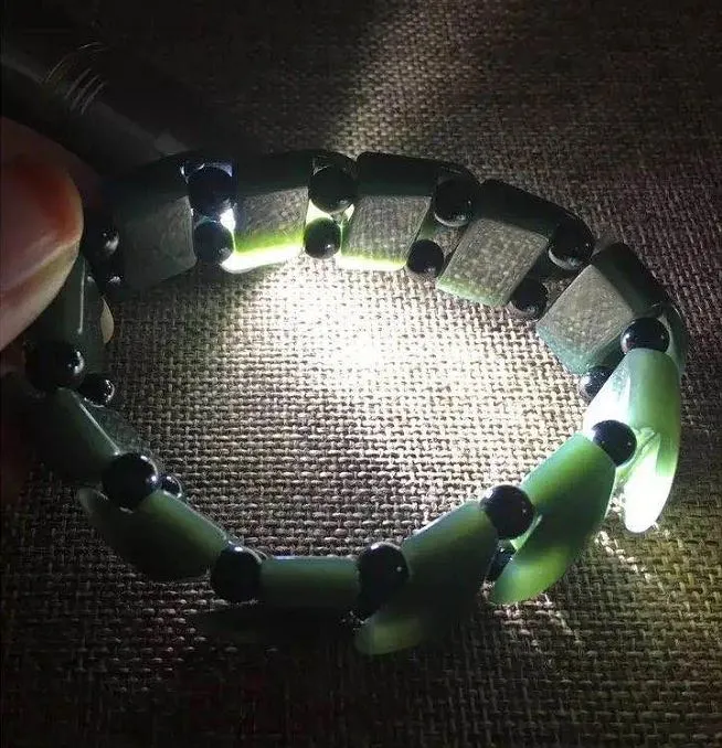 Natural Hetian Preto Verde Jade Pulseira Pulseira Beads Jadite Jade Braceletes Jade Jóias Pulseira de Natal 19 * 18mm