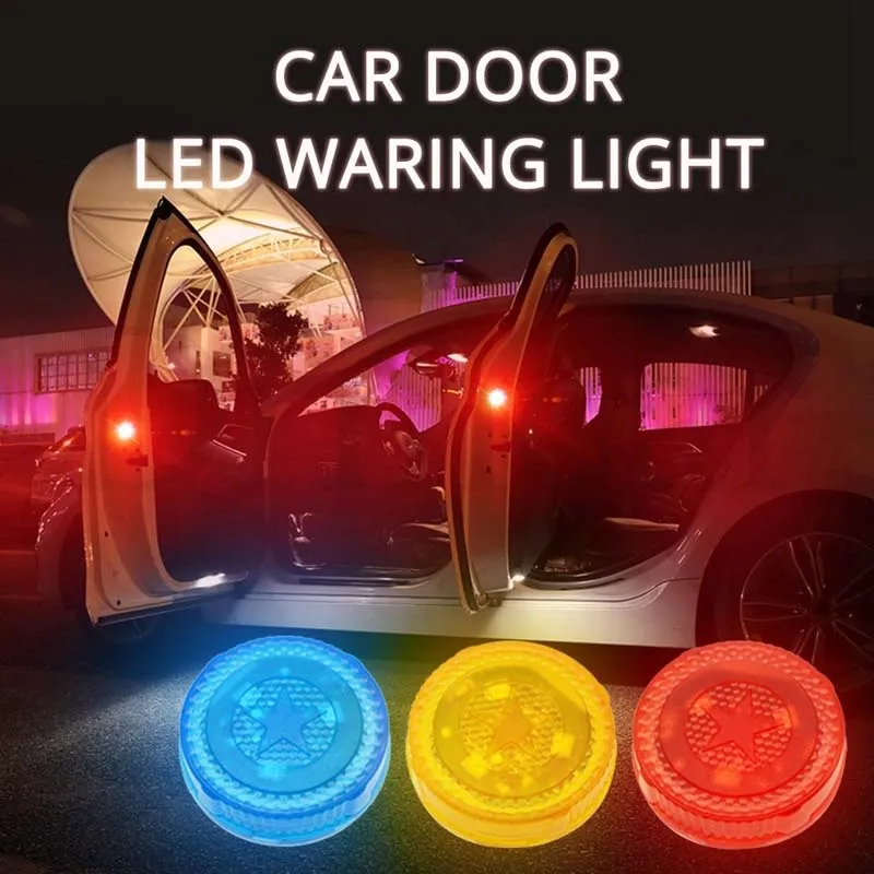 Car Door Light LED Warning Lights Anti-Collision Lamp Flash Lamps Red Wireless Alarm Bulb Strobe Turn Signal Parking Bulbs