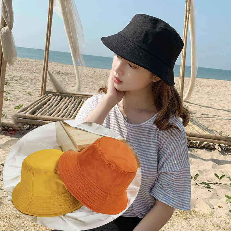 JTVOVO RUNMEIFA 2021New Women's Bucket Hat Panama Fashion Fisherman Hat With Wide Brim Sunshade Summer Balaclava Kpop Cap G220311