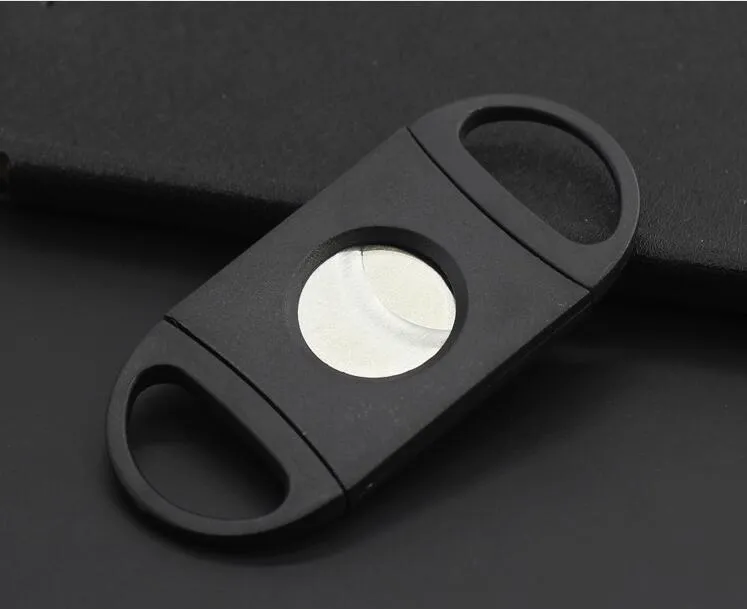 Pocket Plastic Stainless Steel Double Blades Cigar Cutter Knife Scissors Tobacco Black New wholesale