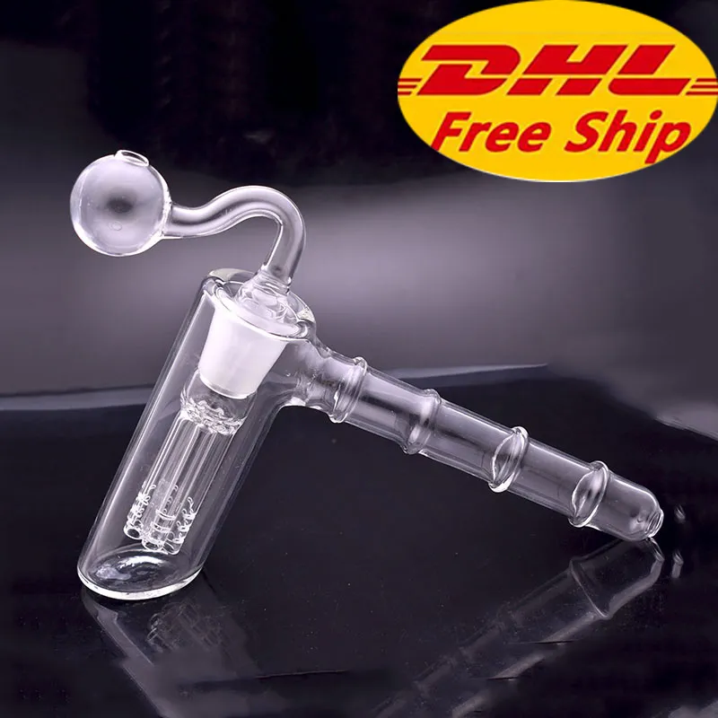 Dhl free 18mm female Glass hammer Bong Bubbler balancer Bong 6 Arm Per Percolator hand glass ashcatcher Bong with 18mm male oil burner pipe