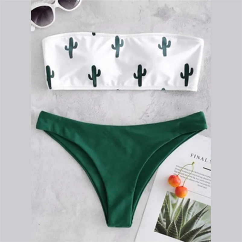 bikini a fascia cactus push up costume da bagno donna due pezzi costume da bagno costumi da bagno sexy perizoma bikini tropical swim 210621