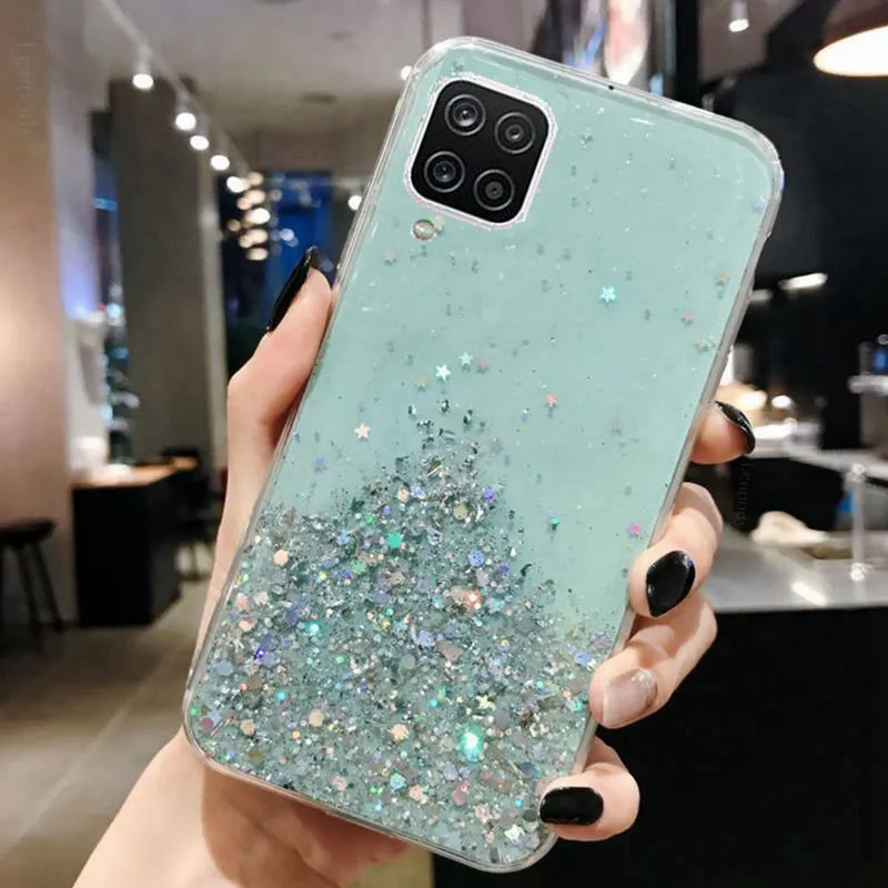 Case di telefono glitter Clear per Samsung Galaxy A02S US M31S A42 5G A12 M51 Nota 20 Coque Rainbow Ultra Gradient