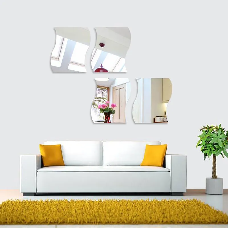 Spiegels 6 stks spiegel muur stikers acryl diy kunst oppervlak behang woonkamer badkamer levert huishoudelijke accessoires