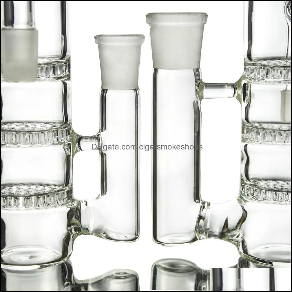 6 Inch Triple Percolator Ash Catcher 14mm 18mm Joint Glass Ashcatcher 90 Degree Clear Color Smoking Bong Accessories ASH-P205 207