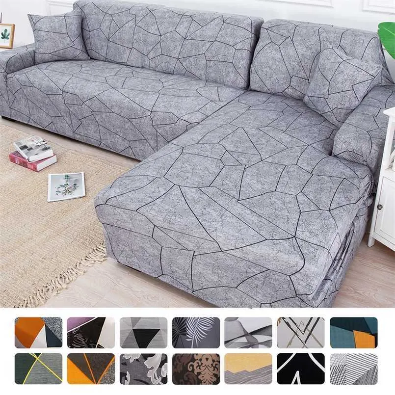 Elastische Sofa Cover Stretch Sectional Corner Couch Universal voor Woonkamer 1/2/3/4 Slipcover, L-vormige behoefte Koop 2 stks 211116