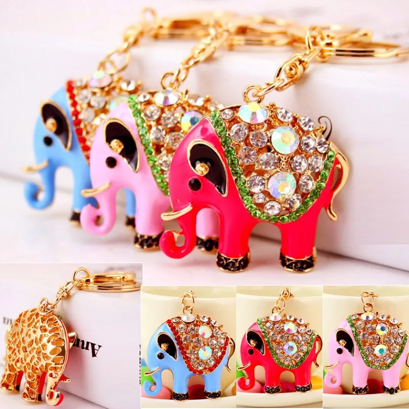 Mignon Animianl Porte-clés pour femmes Bling Elephant Key Ring