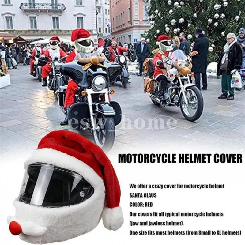 Christmas Decorations Motorcycle helmet hat Plush Handmade Cute Cover xmas Style Festive Touch Helmets hood Sleeve