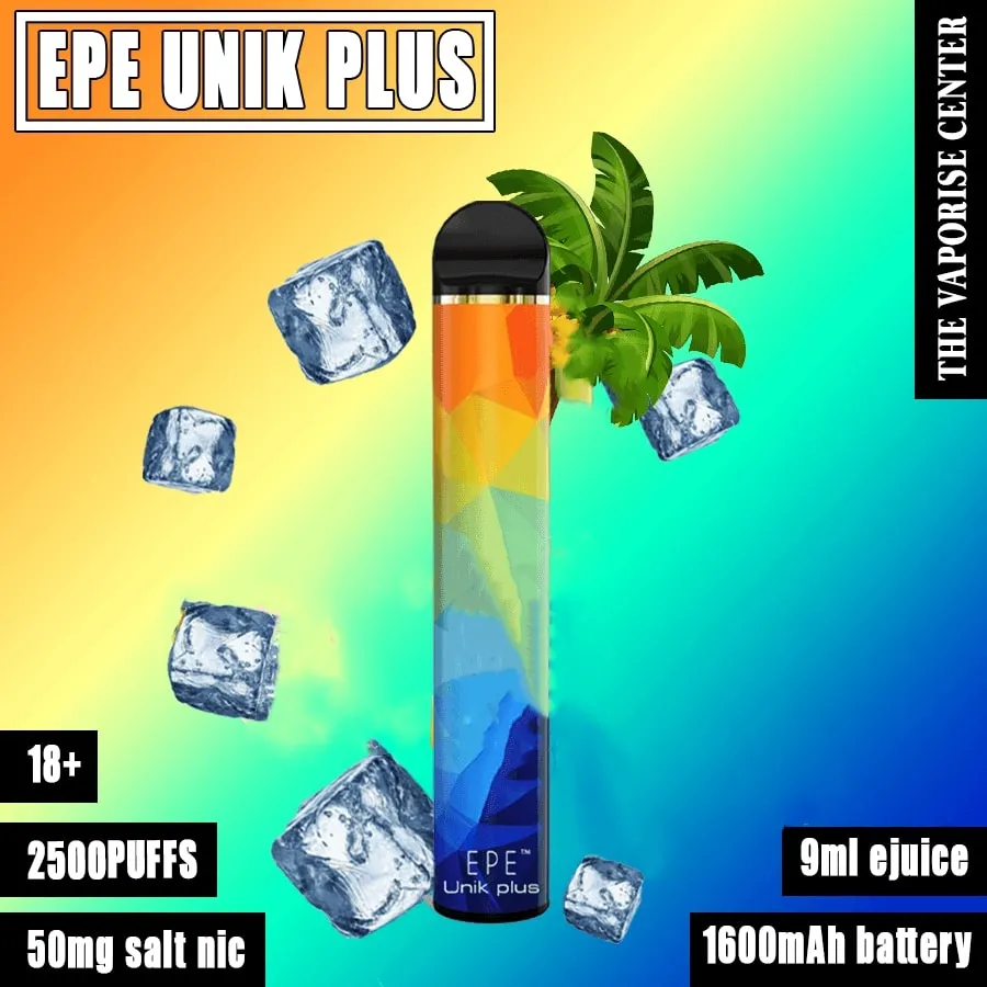 Oryginalny EPE UNIK plus Jednorazowe urządzenia E-papierosowe Mods Vape 1600MAH 2500 Puffs 9.5ml Cartridge Prat Producenci bezpośrednią