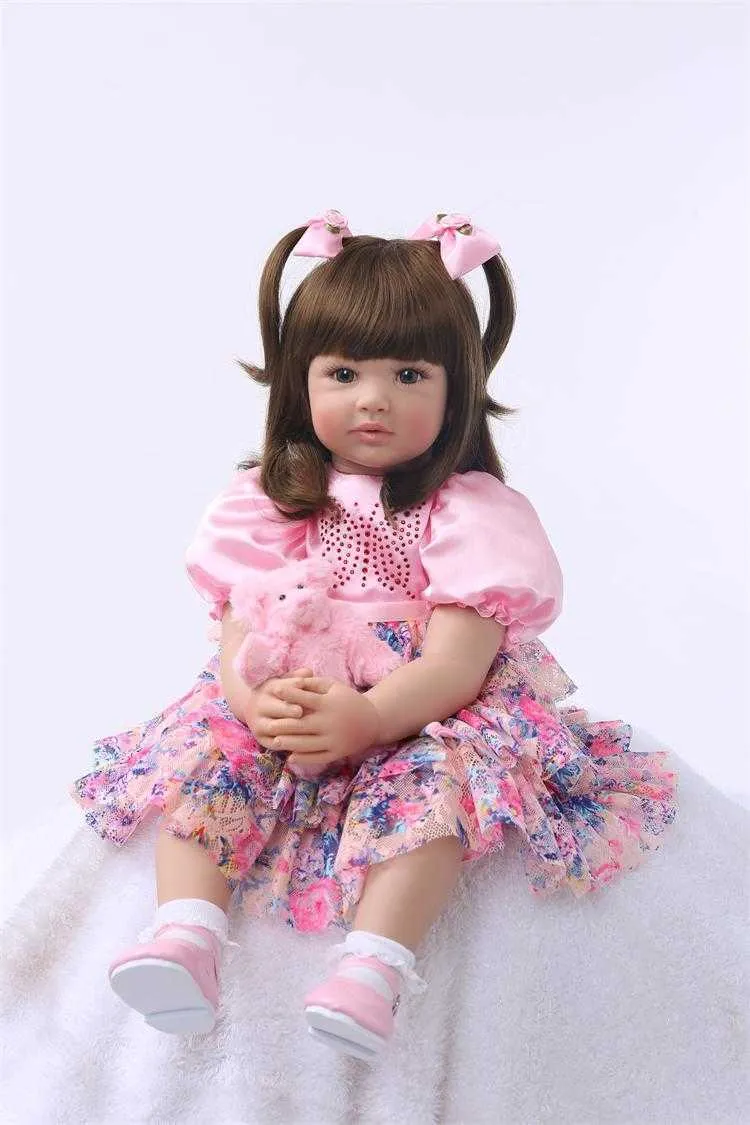 60cm Silicone Reborn Baby Doll Leksaker Prinsessan Toddler Dolls Girls Brinquedos Högkvalitativa Limited Collection Dolls Q0910