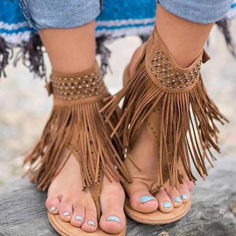 Fringe clearance gladiator sandals