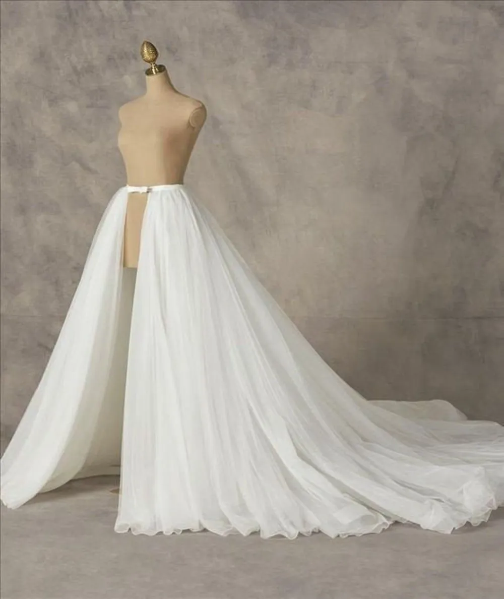 Detachable White Tulle Maxi formal skirts for Weddings with Bridal Overlay - Perfect for Weddings (210309)