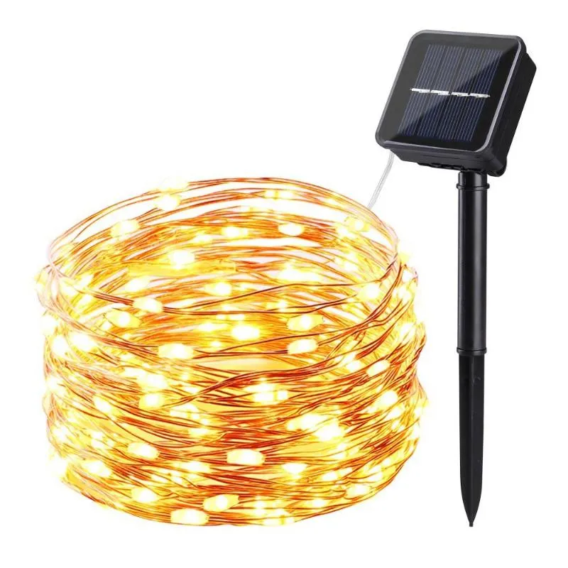 Strings 10M 100LED Solar Copper Light String Garden Decoration Christmas Day Line Lantern