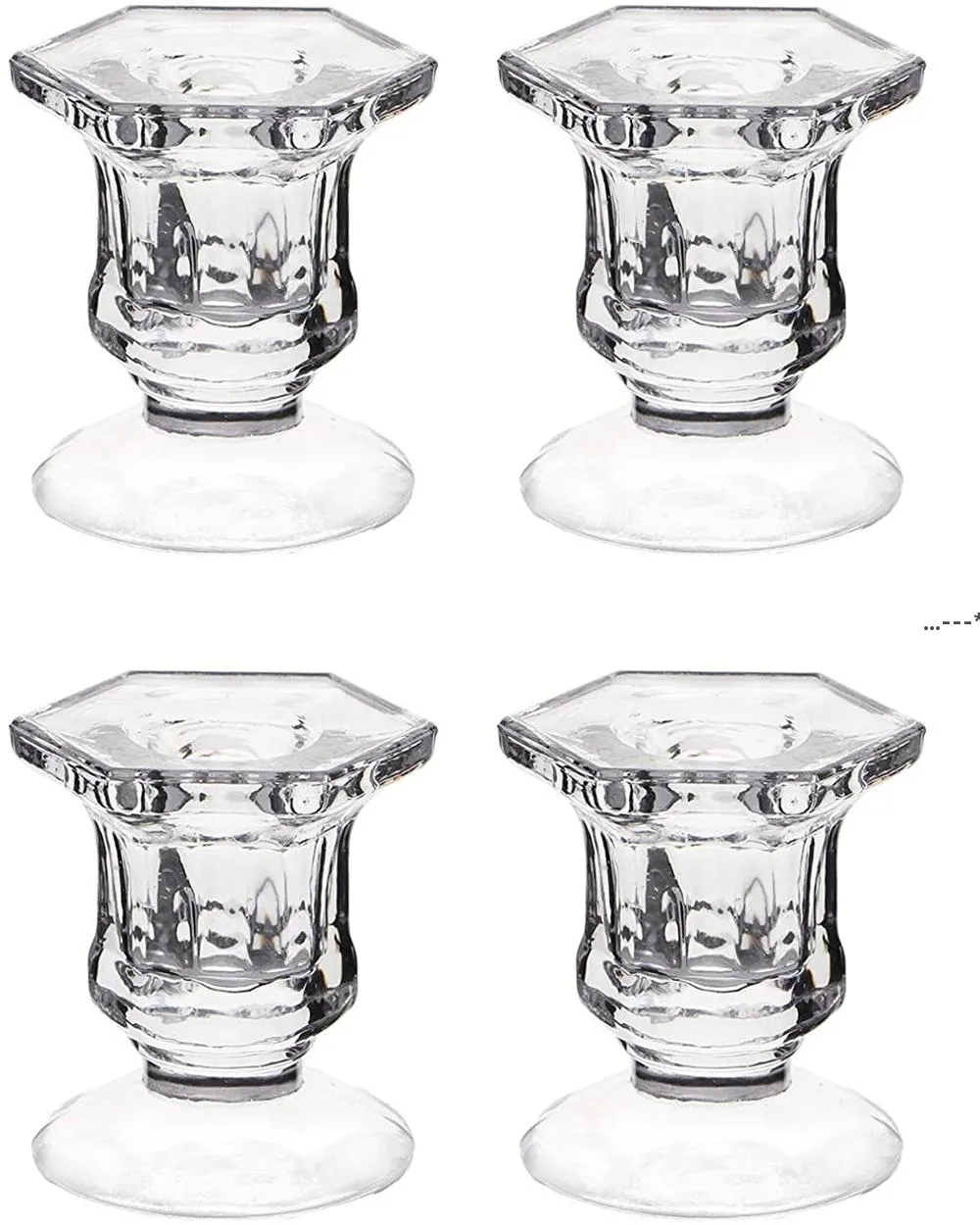 NEWTaper Candle Holder, Glass Centerpiece Clear Candlestick Holders Fit 3/4" Decorative Stand 2.3" Height for Table Wedding Party