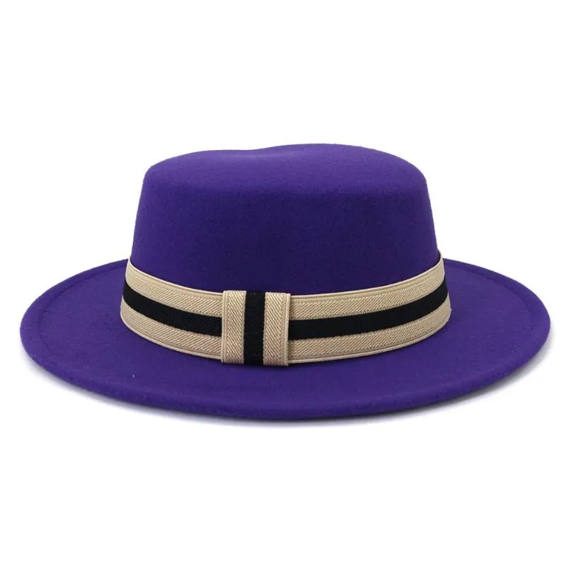 Chapeaux à large bord Vintage Pork Pie Chapeau Hommes Laine Feutre Fedora Noir Mans Jazz Ruban Trilby Panama Gangsters Casquettes Gentlemen275p