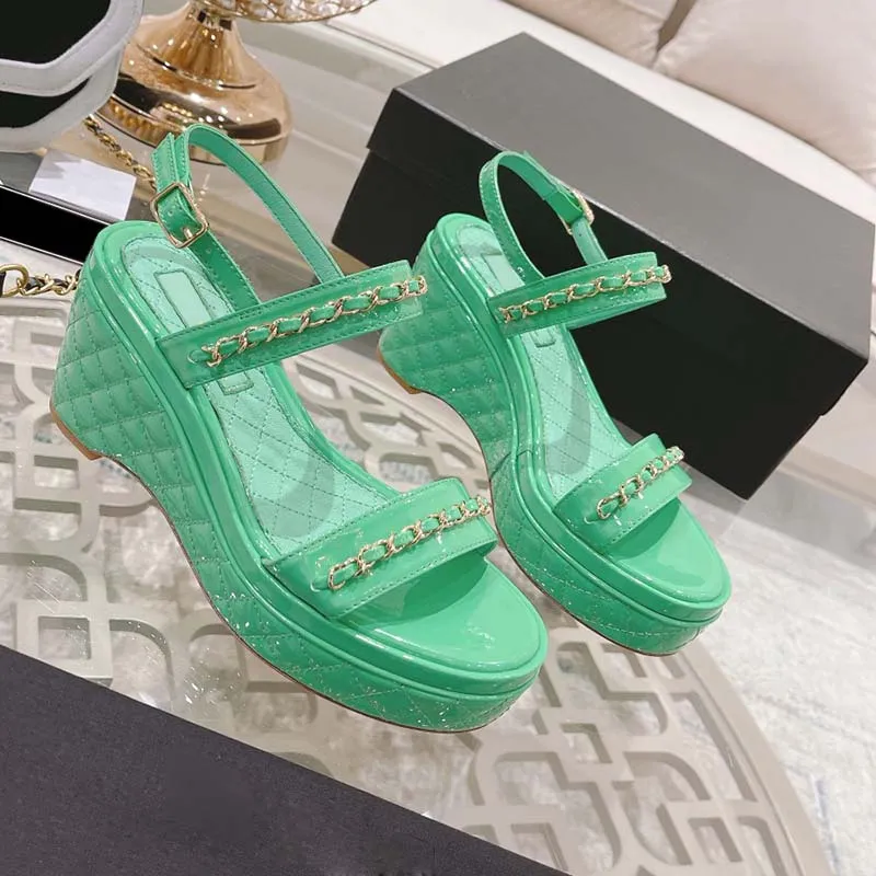 Italian Leather Wedge Sandals For Women Patent Leather Espadrilles