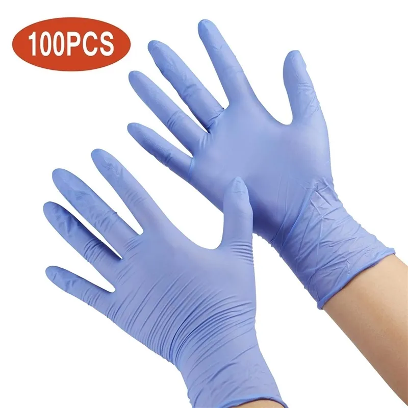 100 stks Kinderen Wegwerphandschoenen paars Nitril Handschoenen Vrij-Latexvrij-Poeder Food Grade voor Crafting Schilderen Koken Schoonmaken Y200421