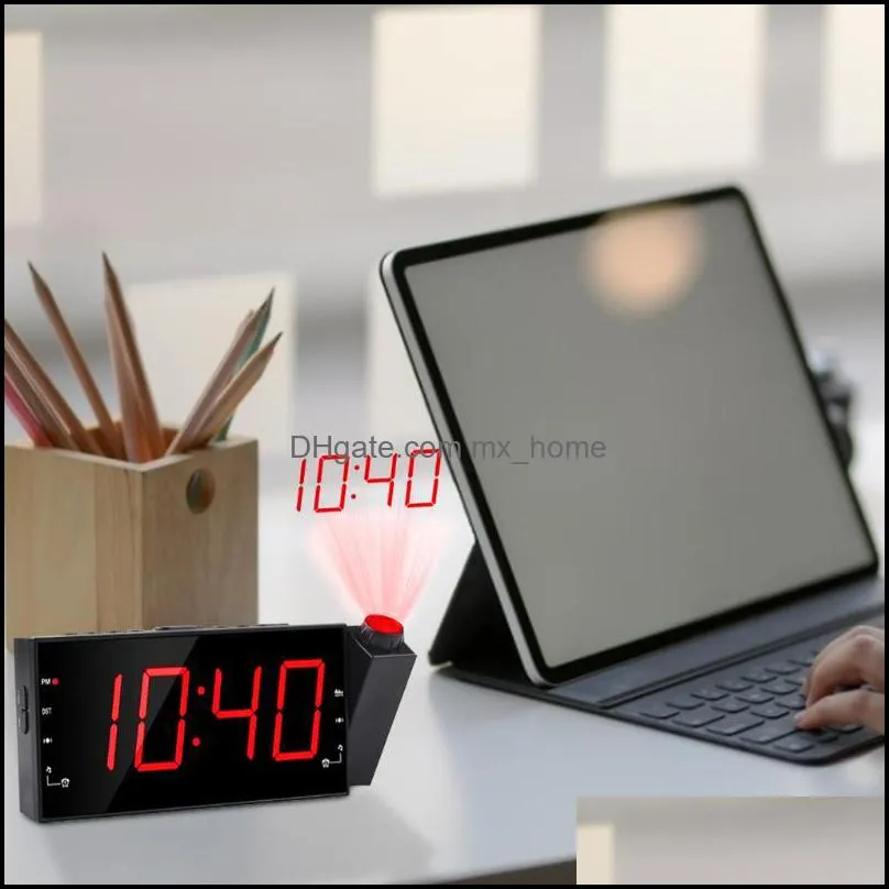 Other Clocks & Accessories LED Alarm Table Clock Radio Projection Digital With FM USB Charging For Home Bedroom Time Snooze Function