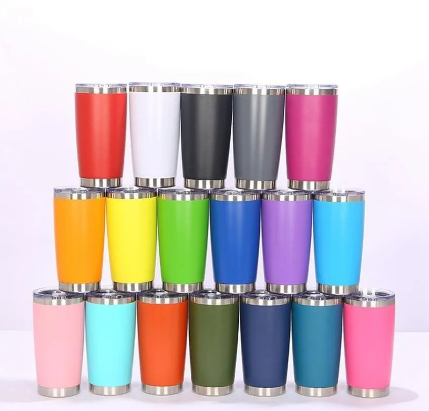 New fashion 20oz Drinking Cup Tumbler with Lid Stainless Steel Wine Glass Vacuum Insulated cup Travel 18color 496