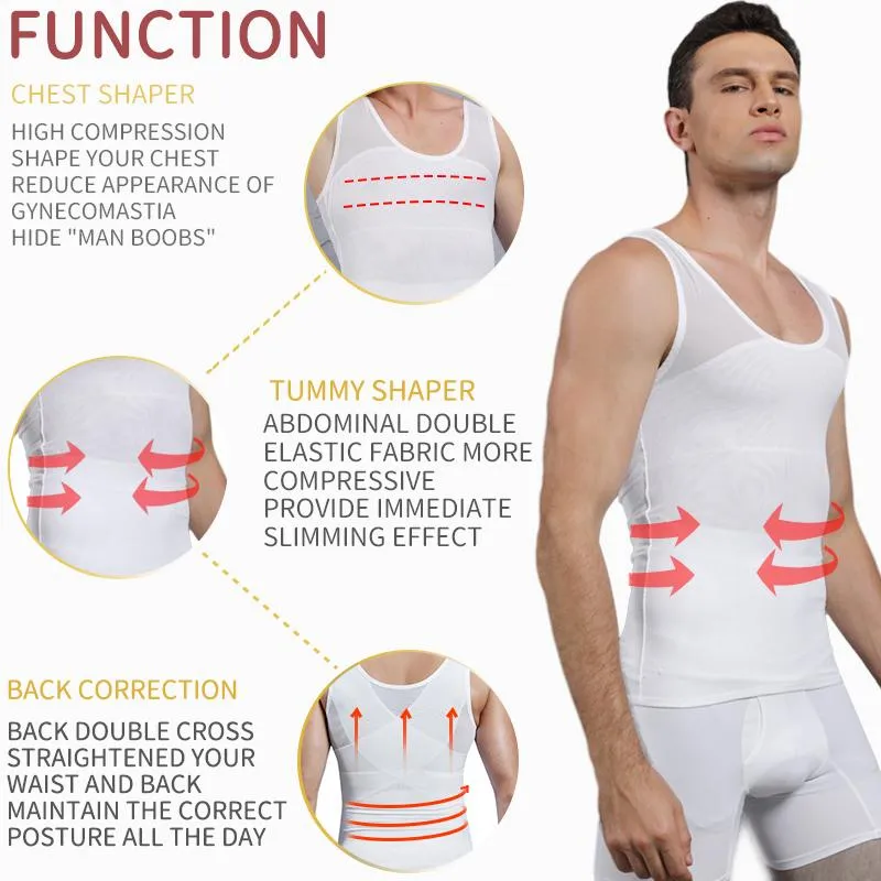 Herr midja tränare bälte fitness tops shaper mage bantning mantel buk formade komprimering skjortor gynecomastia corse294c