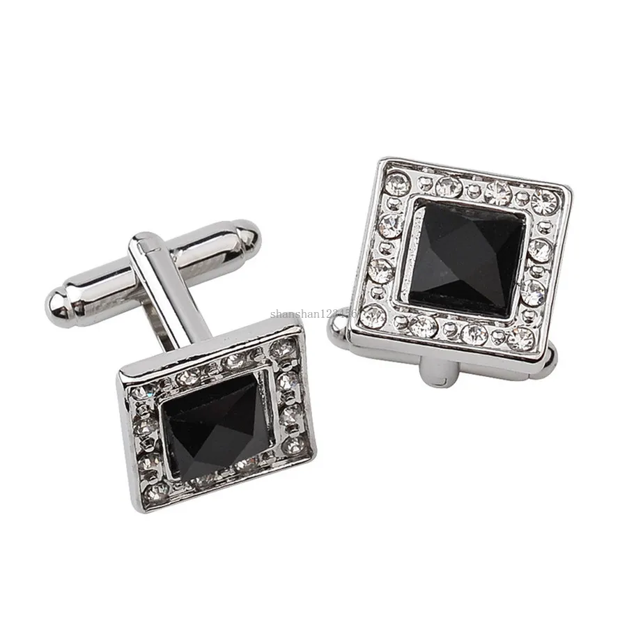 Men Cufflinks Fashion Diamond Square shirt manchetknopen Frans shirt zakelijk pak manchet links mode sieraden wil en zandcadeau