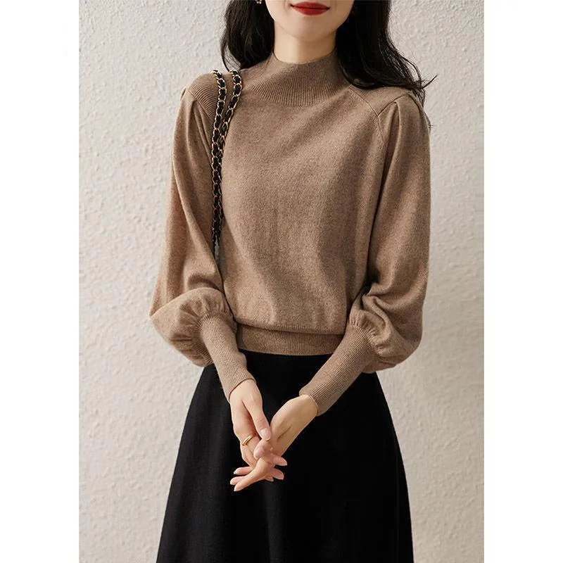 Women's Sweaters Style Easy To Match Four-color Princess Croissant Sleeves Fashion Temperament Tibetan Meat Sweater Top