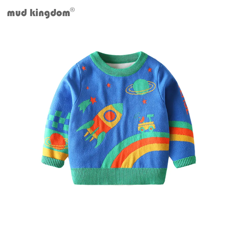 Mudkingdom Winter Kids Boys Knit Sweaters Toddler Cartoon Fashion Clothing Fall Children Pullover Clothes 210308